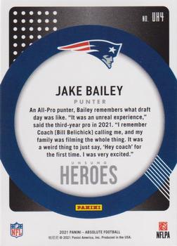2021 Panini Absolute - Unsung Heroes #UH4 Jake Bailey Back