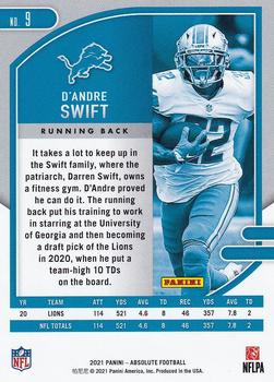 2021 Panini Absolute - Green #9 D'Andre Swift Back