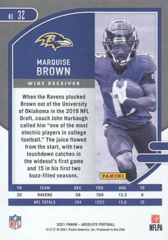2021 Panini Absolute - Green #32 Marquise Brown Back