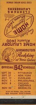 1942 Home Laundry Matchbooks Washington Redskins #NNO Ki Aldrich Back