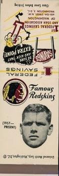 1960-61 1st Federal Savings Washington Redskins Matchbooks #NNO Ray Lemek Front