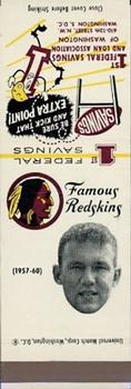 1960-61 1st Federal Savings Washington Redskins Matchbooks #NNO Ed Sutton Front