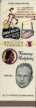 1960-61 1st Federal Savings Washington Redskins Matchbooks #NNO Lavern Torgeson Front