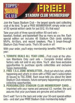 1996 Stadium Club - Stadium Club Membership Offers #NNO Stadium Club Membership Offer Front