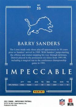 2021 Panini Impeccable #35 Barry Sanders Back