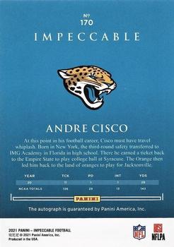 2021 Panini Impeccable #170 Andre Cisco Back