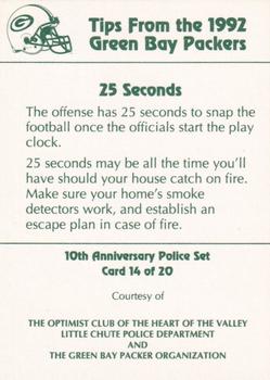 1992 Green Bay Packers Police - Optimist Club Heart of the Valley, Little Chute Police Department #14 Brett Favre Back