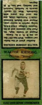 1934 Diamond Matchbook Covers #NNO Walt Kiesling Front