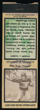 1935 Diamond Matchbook Covers #NNO Stu Clancy Front