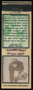 1935 Diamond Matchbook Covers #NNO Len Grant Front