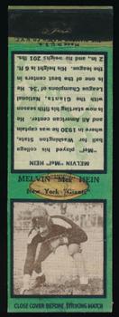 1935 Diamond Matchbook Covers #NNO Mel Hein Front
