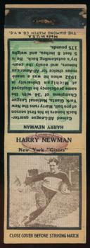 1935 Diamond Matchbook Covers #NNO Harry Newman Front
