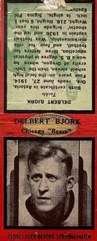 1937 Diamond Matchbook Covers #NNO Delbert Bjork Front