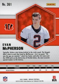 2021 Panini Mosaic #361 Evan McPherson Back