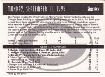 1996 Sentry Green Bay Packers SGA #NNO Monday, September 11, 1995 Back