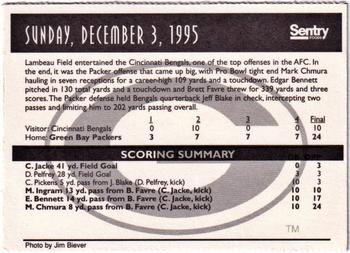 1996 Sentry Green Bay Packers SGA #NNO Sunday, December 3, 1995 Back