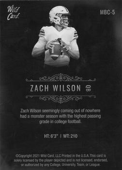 2021 Wild Card Matte #MBC-5 Zach Wilson Back