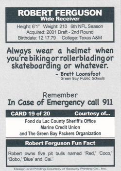 2006 Green Bay Packers Police - Fond du Lac County Sheriff's Office, Marine Credit Union #19 Robert Ferguson Back
