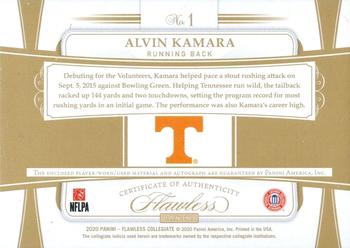 2021 Panini Flawless Collegiate - 2020 Flawless Dual Patch Autographs Silver #1 Alvin Kamara Back