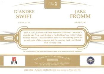 2021 Panini Flawless Collegiate - 2020 Flawless Dual Signatures #3 D'Andre Swift / Jake Fromm Back