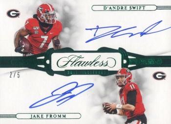 2021 Panini Flawless Collegiate - 2020 Flawless Dual Signatures Emerald #3 D'Andre Swift / Jake Fromm Front