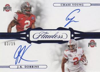 2021 Panini Flawless Collegiate - 2020 Flawless Dual Signatures Sapphire #6 Chase Young / J.K. Dobbins Front