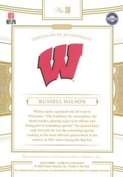 2021 Panini Flawless Collegiate - 2020 Flawless Greats Signatures Gold #30 Russell Wilson Back