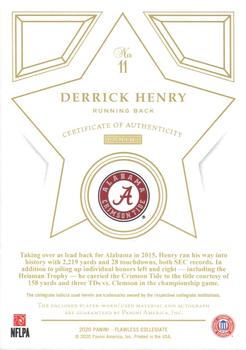 2021 Panini Flawless Collegiate - 2020 Flawless Star Swatch Signatures Black #11 Derrick Henry Back