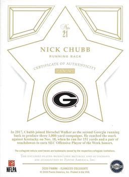 2021 Panini Flawless Collegiate - 2020 Flawless Star Swatch Signatures Emerald #21 Nick Chubb Back