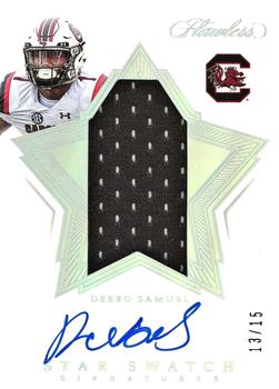 2021 Panini Flawless Collegiate - 2020 Flawless Star Swatch Signatures Silver #10 Deebo Samuel Front
