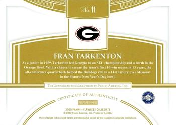 2021 Panini Flawless Collegiate - 2020 Flawless Team Logo Signatures #11 Fran Tarkenton Back
