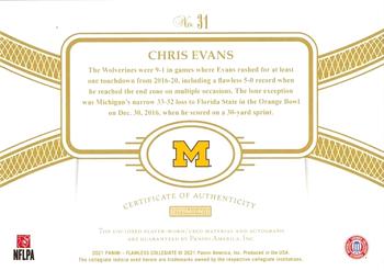 2021 Panini Flawless Collegiate - Platinum #31 Chris Evans Back