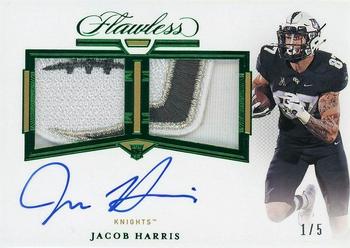 2021 Panini Flawless Collegiate - Dual Patch Autographs Emerald #DPA-JH Jacob Harris Front