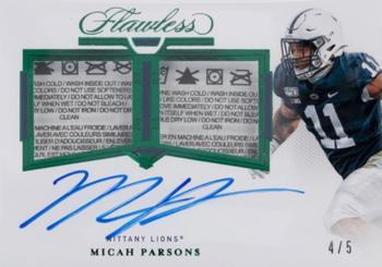 2021 Panini Flawless Collegiate - Dual Patch Autographs Emerald #DPA-MP Micah Parsons Front