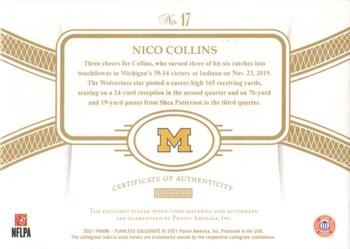 2021 Panini Flawless Collegiate - Flawless Rookie Patch Autographs Horizontal Brand Logo #17 Nico Collins Back