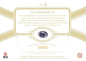 2021 Panini Flawless Collegiate - Flawless Rookie Patch Autographs Horizontal Team Logo #16 Pat Freiermuth Back