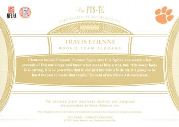 2021 Panini Flawless Collegiate - Flawless Rookie Team Slogan Signatures Emerald #FTS-TE Travis Etienne Jr. Back