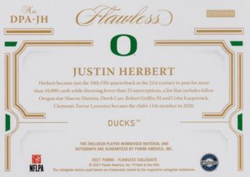 2021 Panini Flawless Collegiate - Dual Patch Autographs Gold #DPA-JH Justin Herbert Back