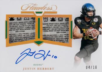 2021 Panini Flawless Collegiate - Dual Patch Autographs Gold #DPA-JH Justin Herbert Front