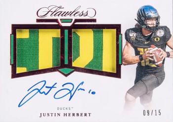 2021 Panini Flawless Collegiate - Dual Patch Autographs Ruby #DPA-JH Justin Herbert Front
