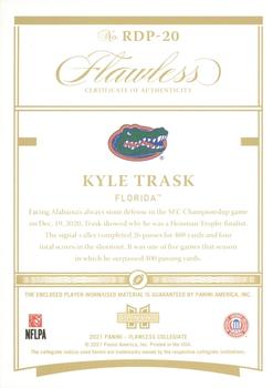 2021 Panini Flawless Collegiate - Rookie Dual Patches Emerald #RDP-20 Kyle Trask Back