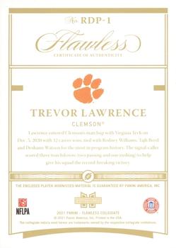2021 Panini Flawless Collegiate - Rookie Dual Patches Gold #RDP-1 Trevor Lawrence Back