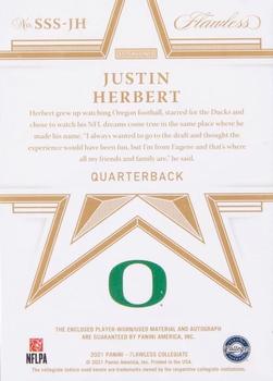 2021 Panini Flawless Collegiate - Star Swatch Signatures Gold #SSS-JH Justin Herbert Back