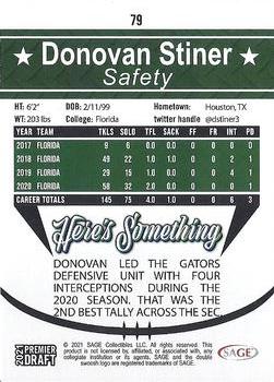 2021 SAGE Premier Draft - Purple #79 Donovan Stiner Back