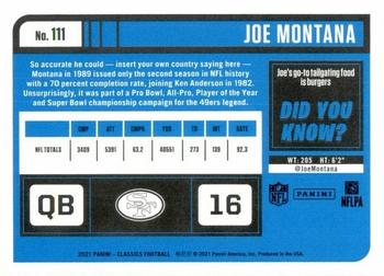 2021 Panini Classics - Blue Back #111 Joe Montana Back