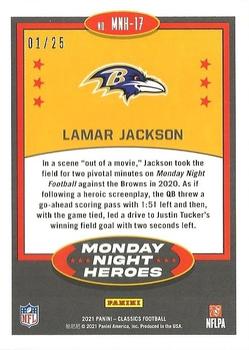 2021 Panini Classics - Monday Night Heroes Purple #MNH-17 Lamar Jackson Back