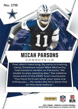 2021 Panini Rookies & Stars #178 Micah Parsons Back