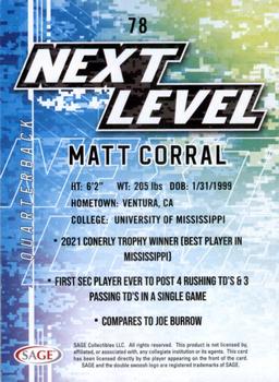 2022 SAGE #78 Matt Corral Back