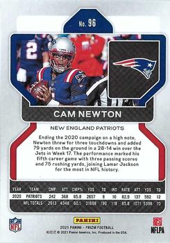 2021 Panini Prizm #96 Cam Newton Back