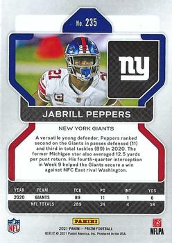 2021 Panini Prizm #235 Jabrill Peppers Back